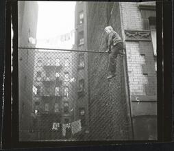 Shoe Shine Boy [Mickey climbing a fence.]