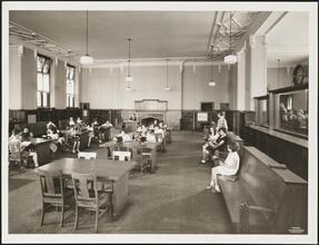 61 Glenmore Avenue. Brooklyn Public Library, Brownsville branch. Interior, children's library main reading room
