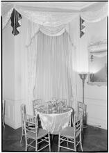 Vincent Astor [residence]. Detail of table and window drapes.