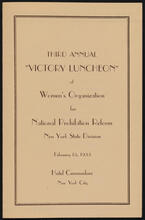 Third Annual "Victory Luncheon" of Women's Organization for National Prohibition Reform, New York State Division