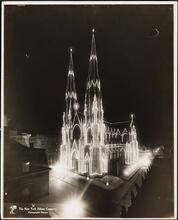 [St. Patrick's at night.]