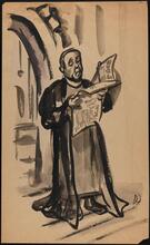 Priest Reading Newspaper