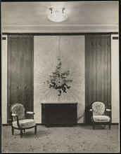 French Line, S.S. "Paris", First Class, Interior, Time Piece Panel in Music Salon.