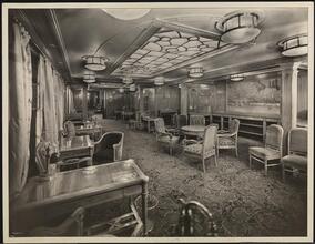French Line, S.S. "Paris" (First & Second Classes), First Cabin, Library.
