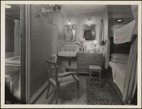 Italian Line, S.S. "Rex", Tourist Class, Interior, Inside 2 Berth Stateroom.