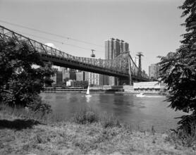 [Queensboro Bridge and Roosevelt Island Tramway.]