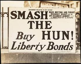 Street Scenes, etc. Showing Displays of Liberty Loan Posters during World War I [Liberty Loan billboard.]