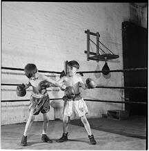 Boxing [at the] Police Athletic League [Two boys boxing.]