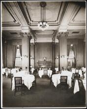 [Restaurant. Interior, dining room.]