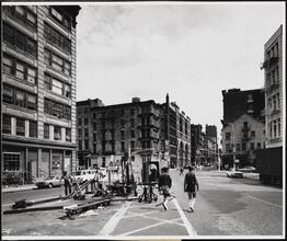 [Looking east on Broome Street at intersection of West Broadway and Watts Street.]