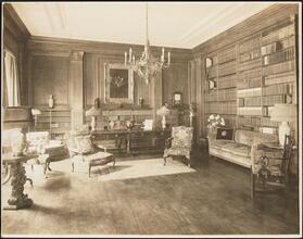 [Residence. Interior, library.]