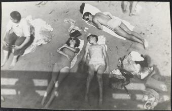 [Sunbathers on Coney Island beach.]