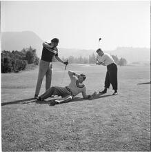 Arthur Godfrey [Godfrey playing golf.]