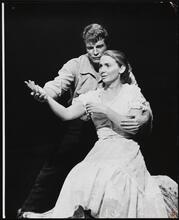 [Robert Horton as Bill Starbuck and Inga Swenson as Lizzie Curry in "110 in the Shade".]