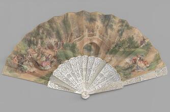 Folding fan of hand-painted paper leaf