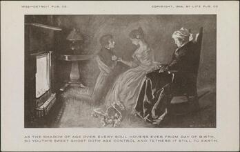 As the shadow of age over every soul hovers ever from day of birth so youth's sweet ghost doth age control and tether it still to earth.