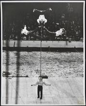 [Acrobats in balancing act at a circus.]