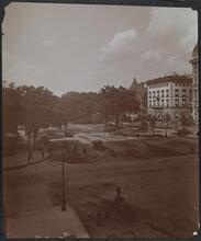 [Entrance to Central Park From 1st Story, Plaza Hotel.]
