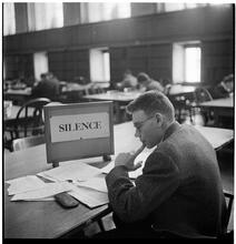 Columbia University [Student in the library.]