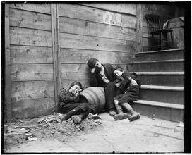 Street Arabs -- night boys in sleeping quarters.