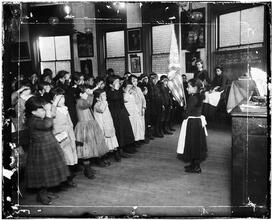 Saluting the Flag in the Mott Street Industrial School.